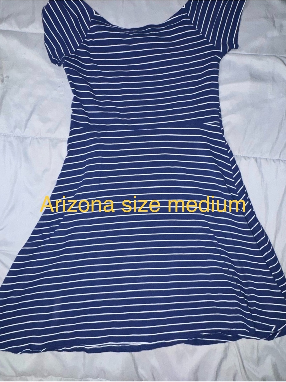 Arizona Jean Company Blue and White Striped Scoop Neck Dress